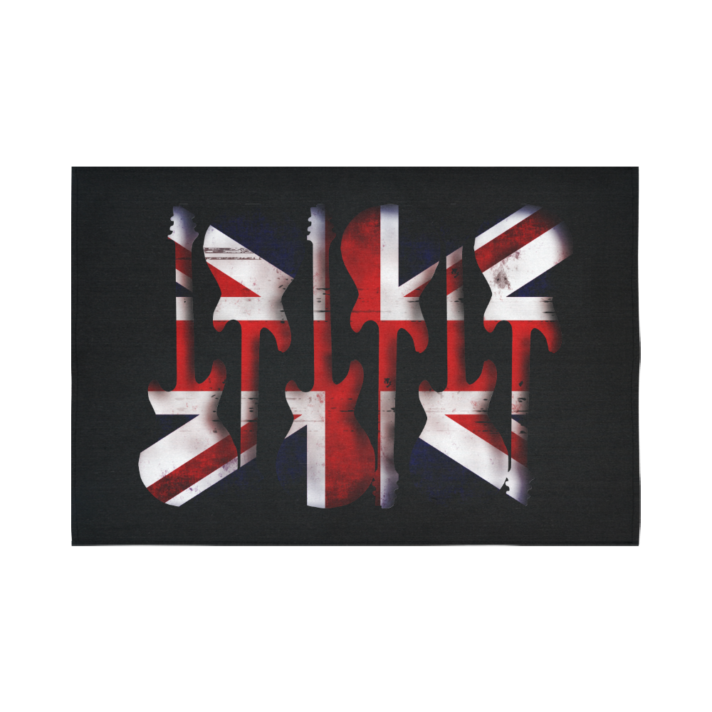 Union Jack British UK Flag Guitars Black Cotton Linen Wall Tapestry 90"x 60"