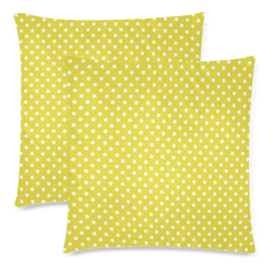 Yellow Polka Dot Custom Zippered Pillow Cases 18"x 18" (Twin Sides) (Set of 2)
