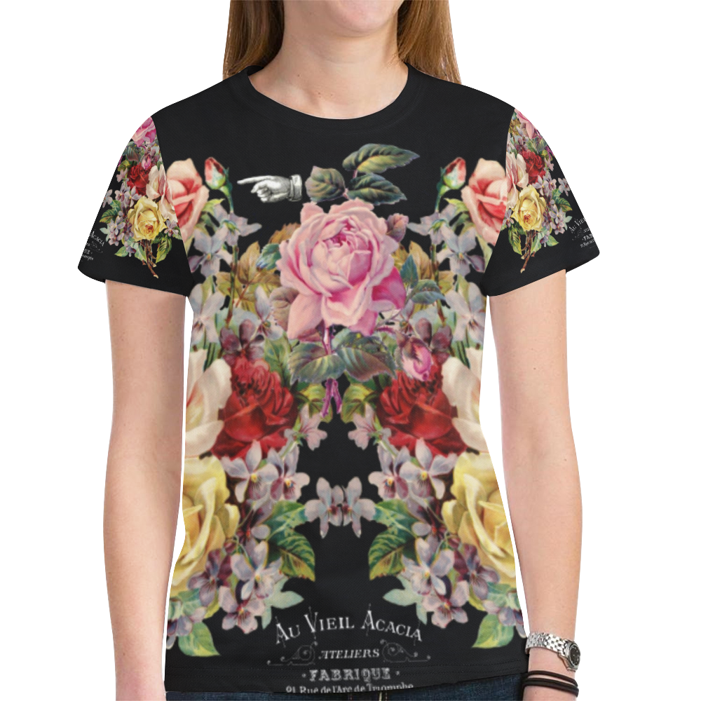 Nuit des Roses (allover print) New All Over Print T-shirt for Women (Model T45)