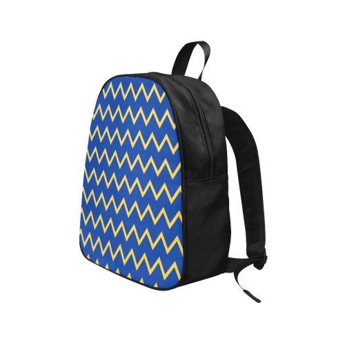 chevron Jaune/Bleu Fabric School Backpack (Model 1682) (Medium)