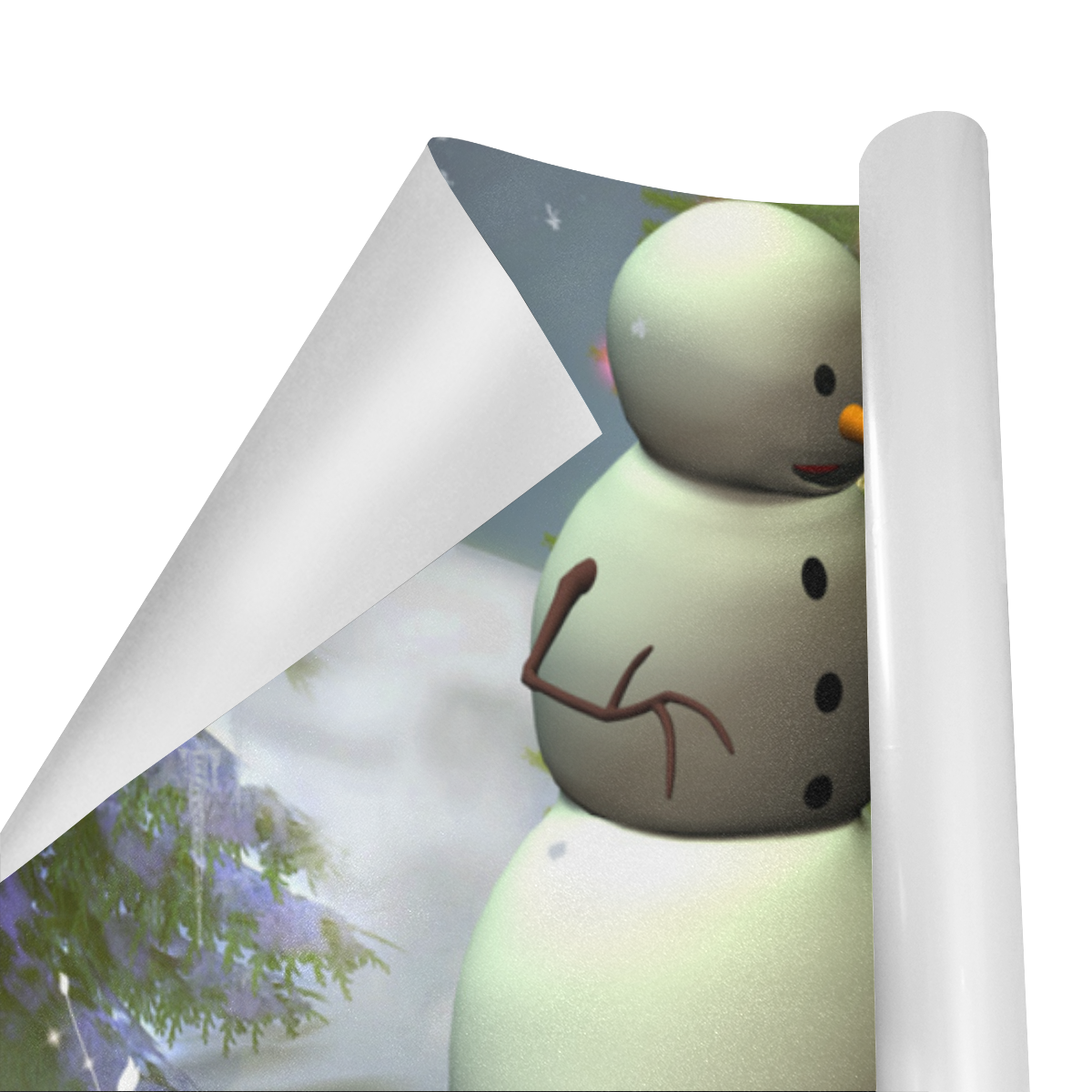 Snowman with penguin and christmas tree Gift Wrapping Paper 58"x 23" (5 Rolls)