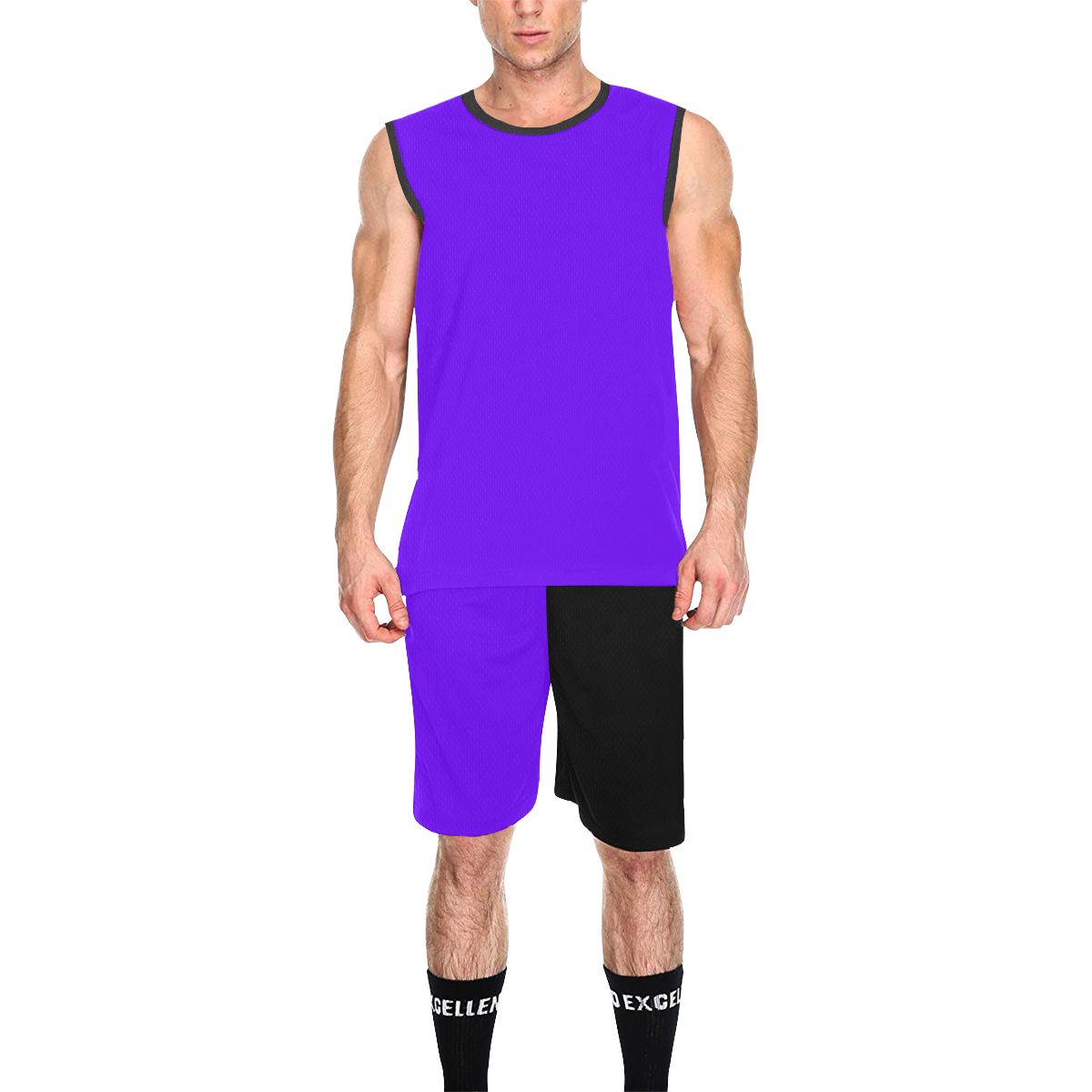 Purple and Black Number 13 Team Basketball Uniforms All Over Print Basketball Uniform