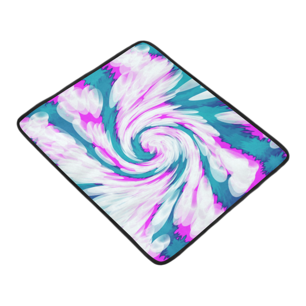 Turquoise Pink Tie Dye Swirl Abstract Beach Mat 78"x 60"