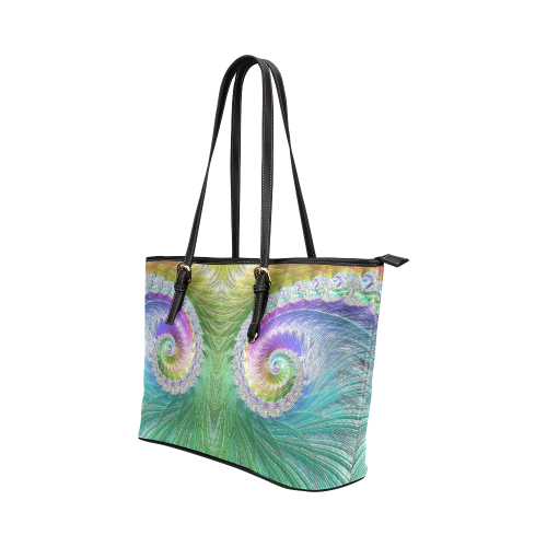 Frax Fractal Rainbow Leather Tote Bag/Large (Model 1651)