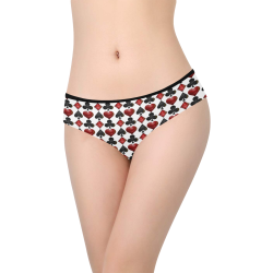 Las Vegas Black and Red Casino Poker Card Shapes on White Women's Hipster Panties (Model L33)