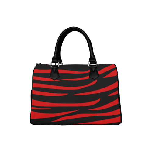 Tiger Stripes Black and Red Boston Handbag (Model 1621)
