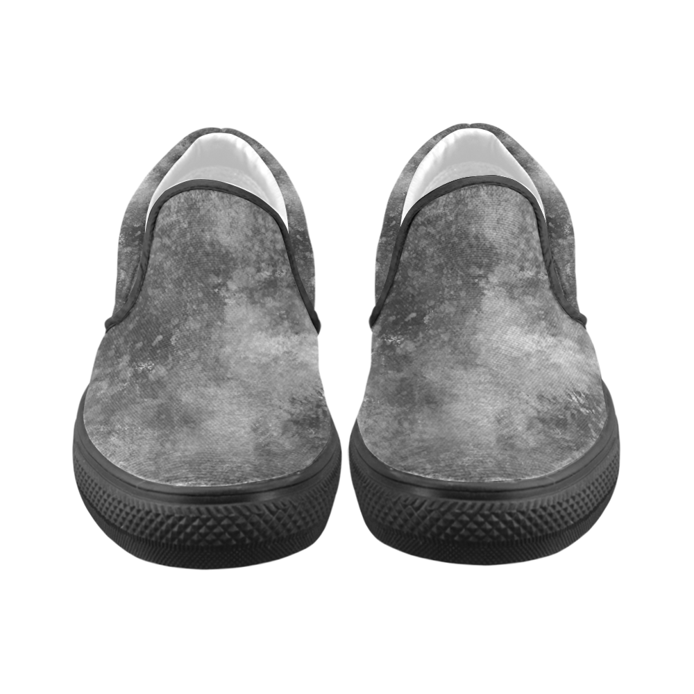 Black Grunge Women's Unusual Slip-on Canvas Shoes (Model 019)