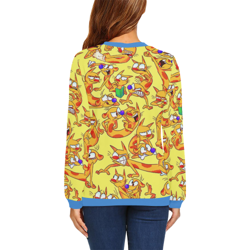 catdog All Over Print Crewneck Sweatshirt for Women (Model H18)