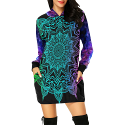 GalX See Mandala All Over Print Hoodie Mini Dress (Model H27)