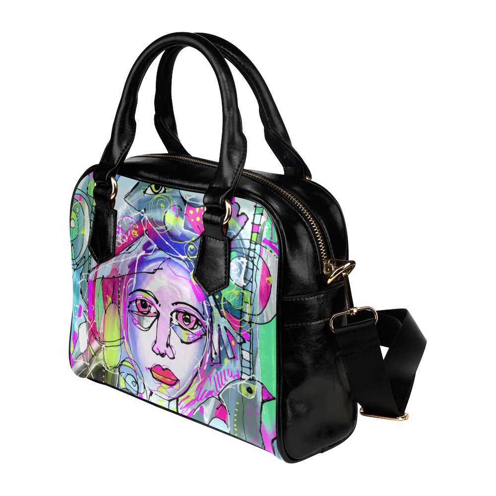 Abstract Girl Shoulder Handbag (Model 1634)