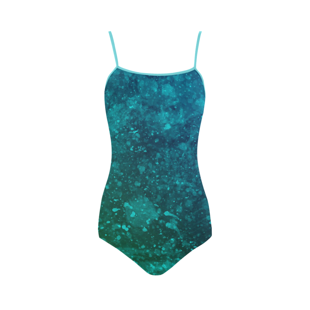 Blue and Green Abstract Strap Swimsuit ( Model S05)