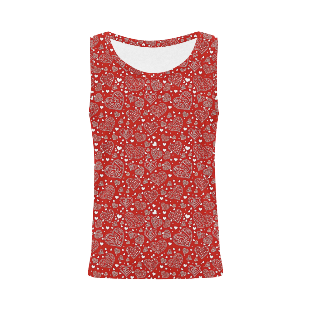 red white hearts All Over Print Tank Top for Women (Model T43)
