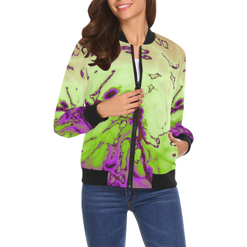 stormy marbled 1 by JamColors All Over Print Bomber Jacket for Women (Model H19)