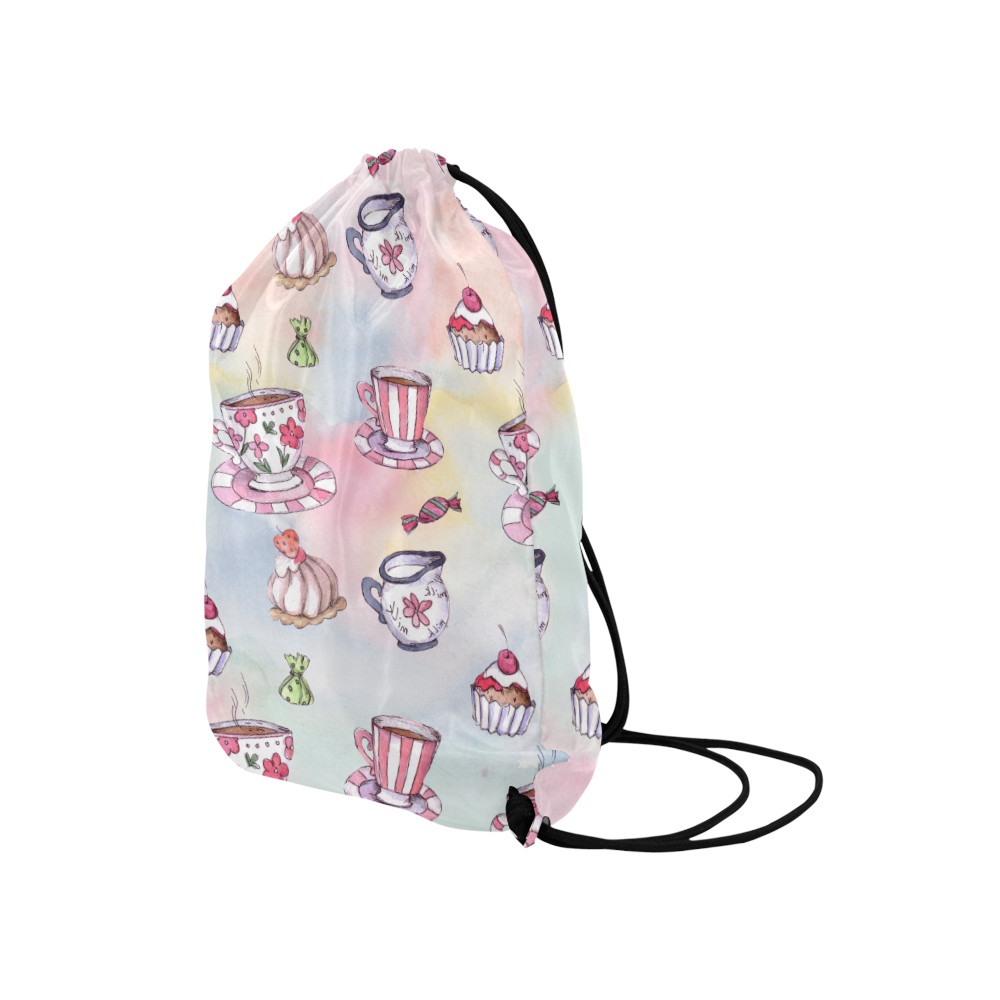 Coffee and sweeets Medium Drawstring Bag Model 1604 (Twin Sides) 13.8"(W) * 18.1"(H)