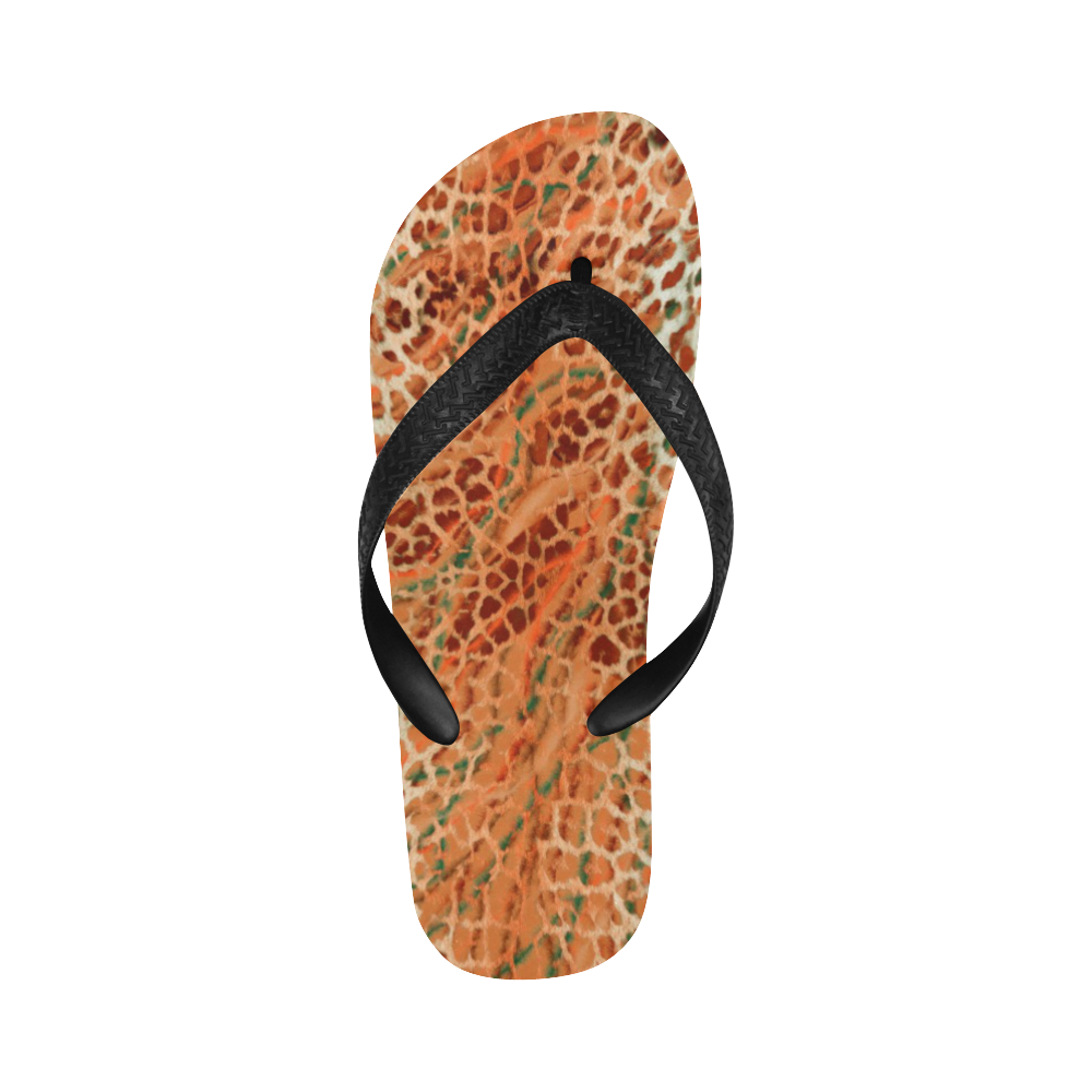 leopard 12 brown Flip Flops for Men/Women (Model 040)