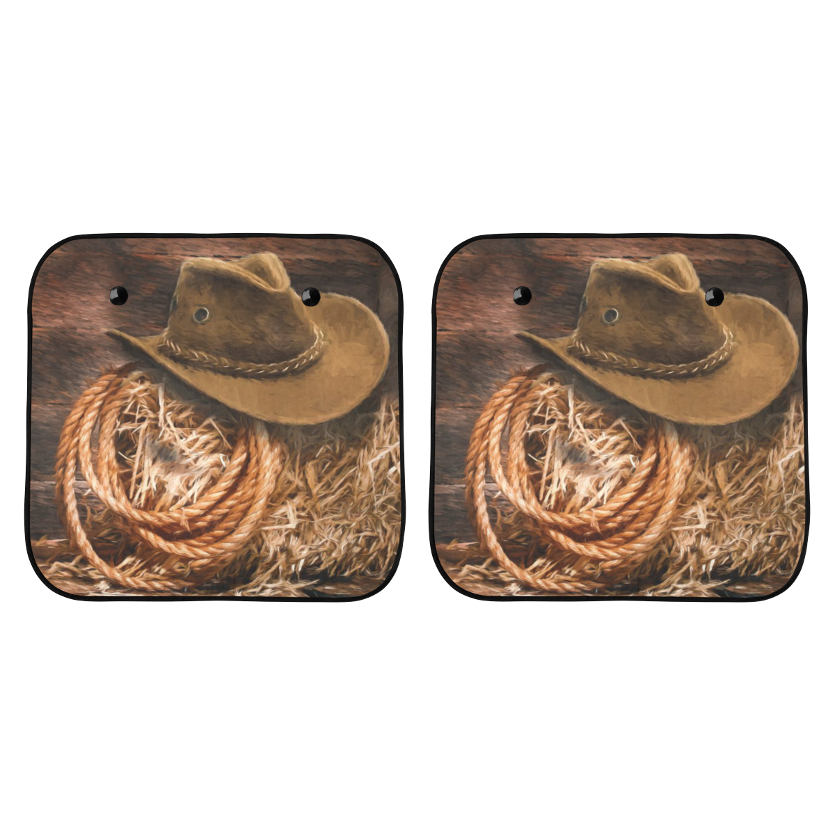 Cowboy Hat and Lasso Car Sun Shade 28"x28"x2pcs