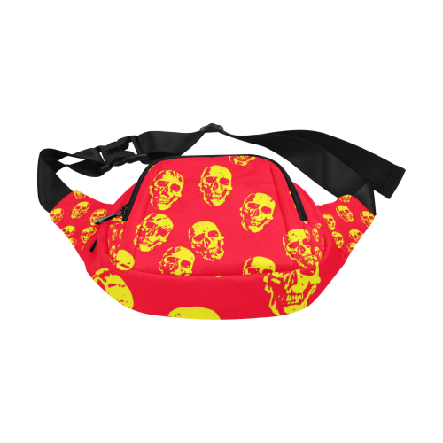 hot skulls, red yellow by JamColors Fanny Pack/Small (Model 1677)