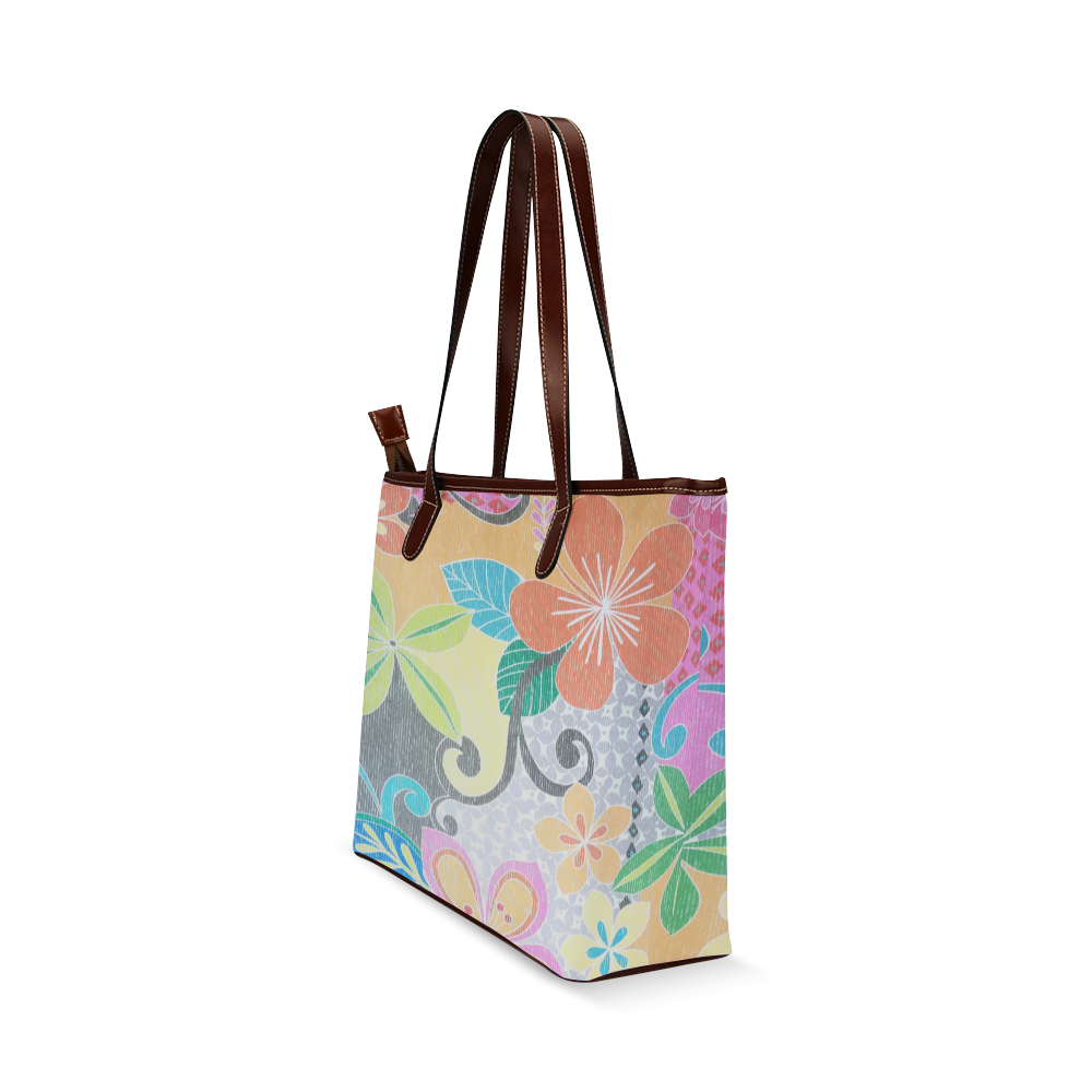 Summer Floral Shoulder Tote Bag (Model 1646)