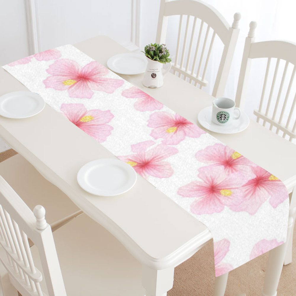 Pink Flower Table Runner 14x72 inch