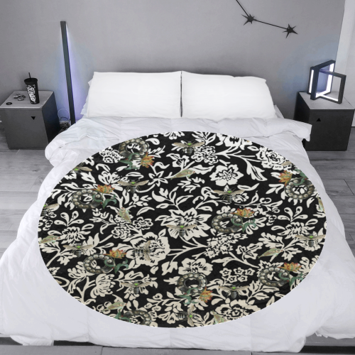 Just Bees and Dials and Fish and Tulips Circular Ultra-Soft Micro Fleece Blanket 60"