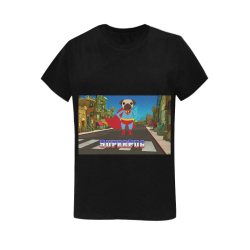 SuperPug In The City Women's T-Shirt in USA Size (Two Sides Printing)