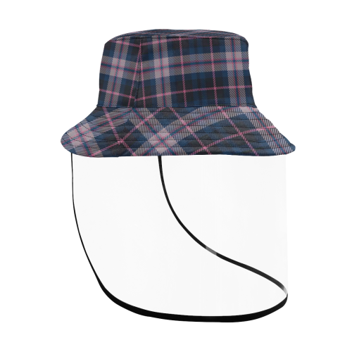 stripe blue pink Men's Bucket Hat (Detachable Face Shield)