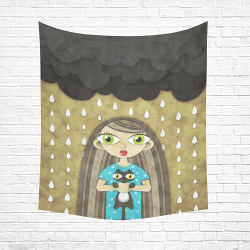 We Love Rain Cotton Linen Wall Tapestry 51"x 60"