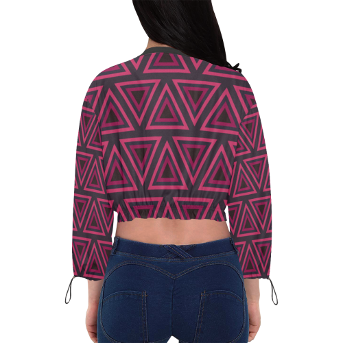 Tribal Ethnic Triangles Cropped Chiffon Jacket for Women (Model H30)