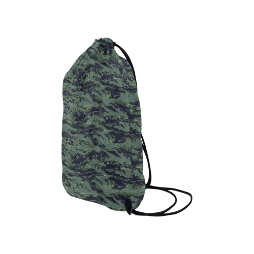 Jungle Tiger Stripe Green Camouflage Small Drawstring Bag Model 1604 (Twin Sides) 11"(W) * 17.7"(H)