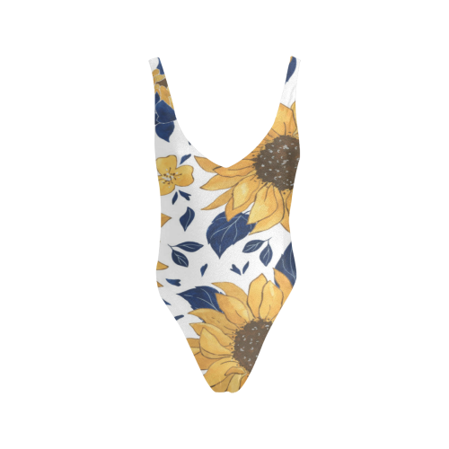 Sunflowers Sexy Low Back One Piece Swimsuit Sexy Low Back One-Piece Swimsuit (Model S09)