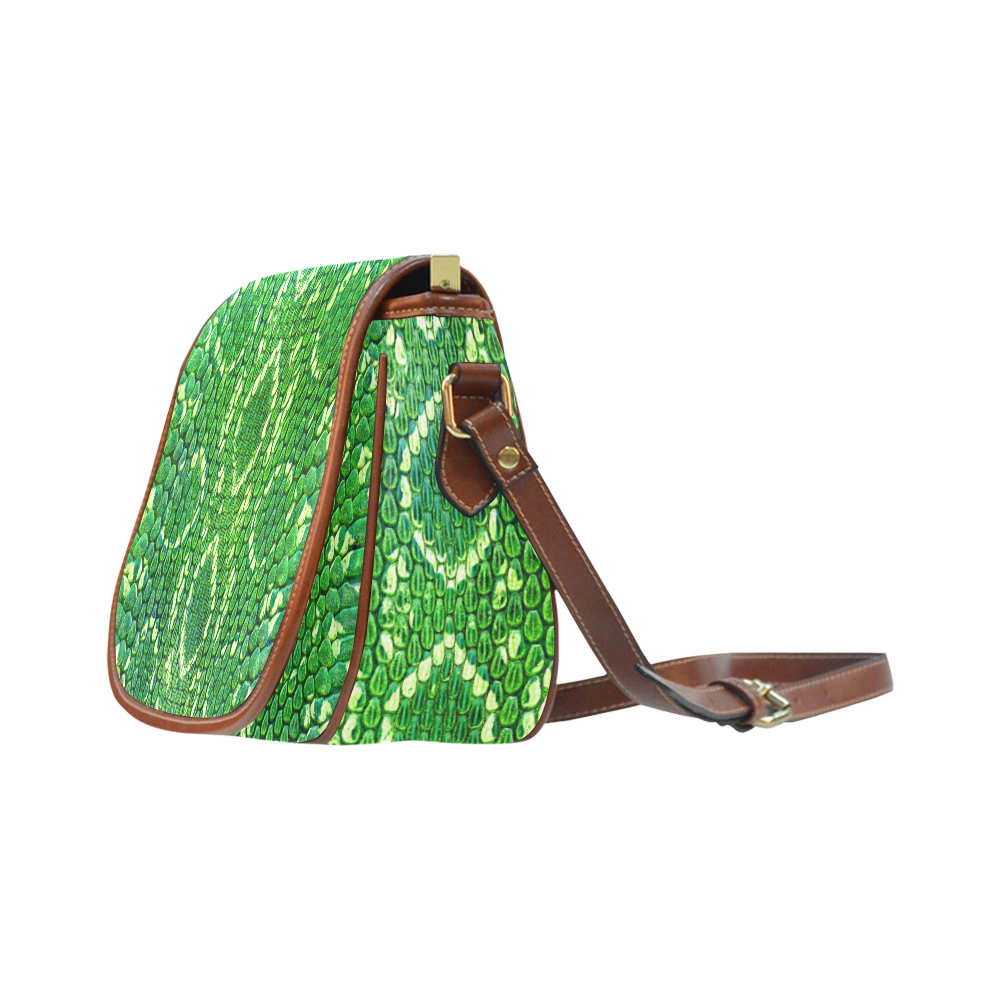 SNAKE LEATHER 5 GREEN Saddle Bag/Large (Model 1649)