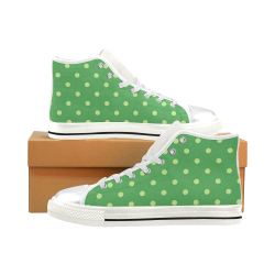 Green Polka Dots High Top Canvas Shoes for Kid (Model 017)