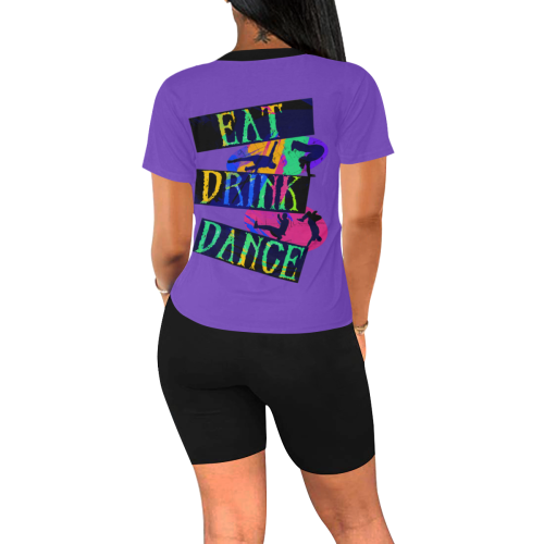 Break Dancing Colorful / Purple / Black Women's Short Yoga Set
