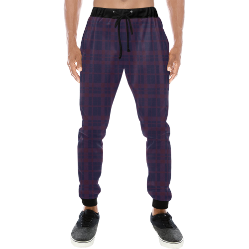 Purple Plaid Rock Style Men's All Over Print Sweatpants (Model L11)