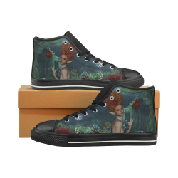 Beautiful mermaid and fantasy fish High Top Canvas Women's Shoes/Large Size (Model 017)