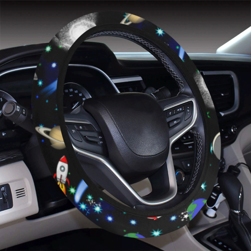 Galaxy Universe - Planets,Stars,Comets,Rockets Steering Wheel Cover with Elastic Edge