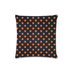 Orange Polka Dots on Black Custom Zippered Pillow Case 16"x16"(Twin Sides)