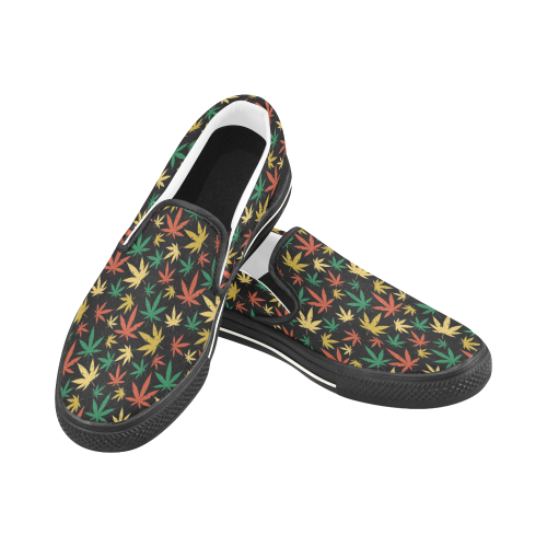 Cannabis Pattern Women's Slip-on Canvas Shoes/Large Size (Model 019)