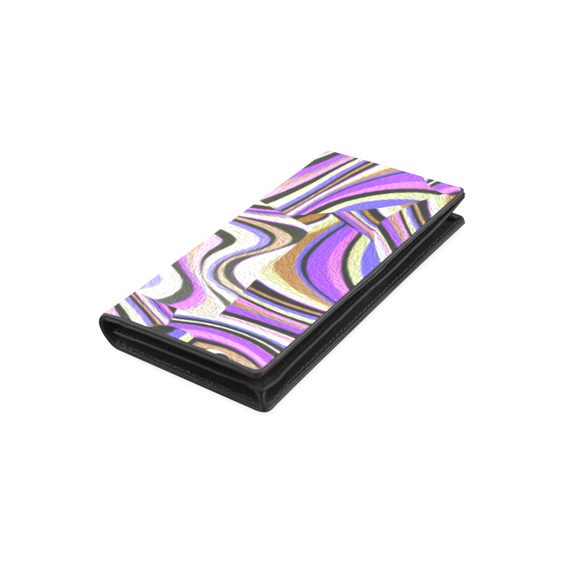 Groovy Retro Renewal - Purple Waves Women's Leather Wallet (Model 1611)