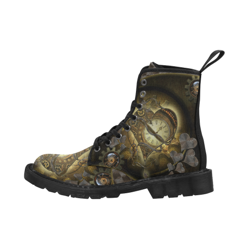 Awesome steampunk heart Martin Boots for Women (Black) (Model 1203H)