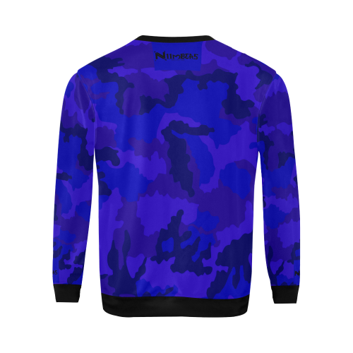 NUMBERS Collection Ready Royal Blue Camo All Over Print Crewneck Sweatshirt for Men (Model H18)