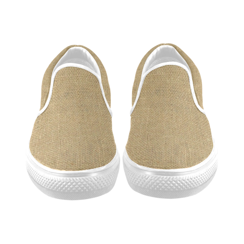 Burlap Coffee Sack Grunge Knit Look Slip-on Canvas Shoes for Men/Large Size (Model 019)