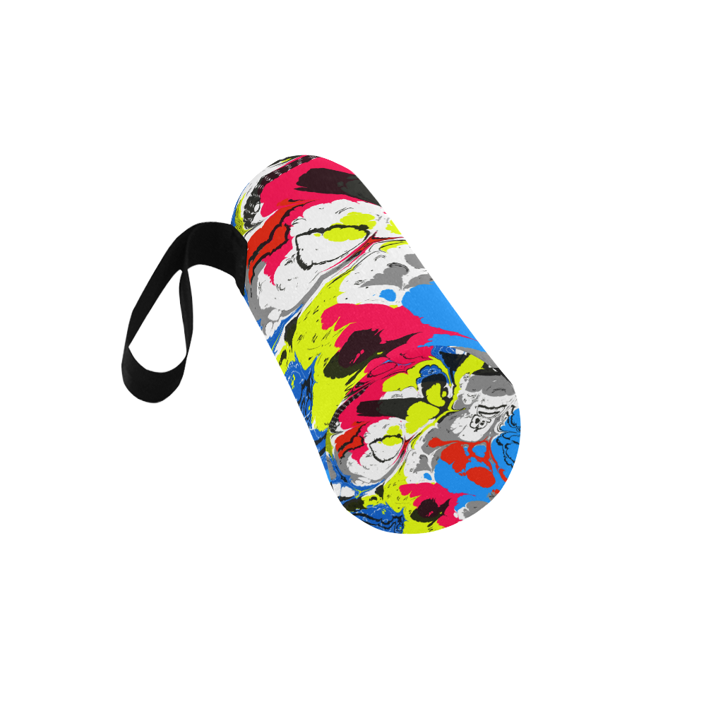 Colorful distorted shapes2 Neoprene Water Bottle Pouch/Large