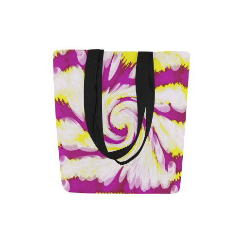 Pink Yellow Tie Dye Swirl Abstract Canvas Tote Bag (Model 1657)