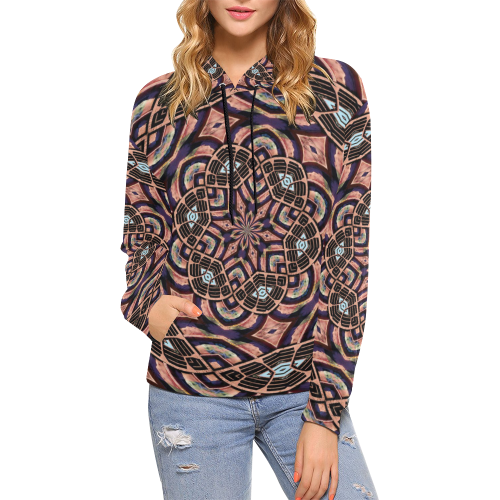 Industrial Grunge All Over Print Hoodie for Women (USA Size) (Model H13)