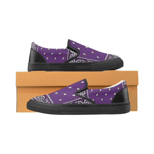 Purple Bandana Women's Slip-on Canvas Shoes (Model 019)