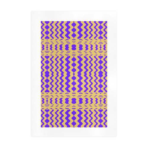 Purple Yellow Modern  Waves Lines Art Print 19‘’x28‘’