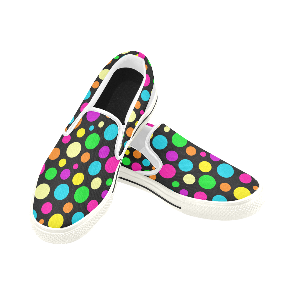 Circulos Multicolores Women's Slip-on Canvas Shoes (Model 019)