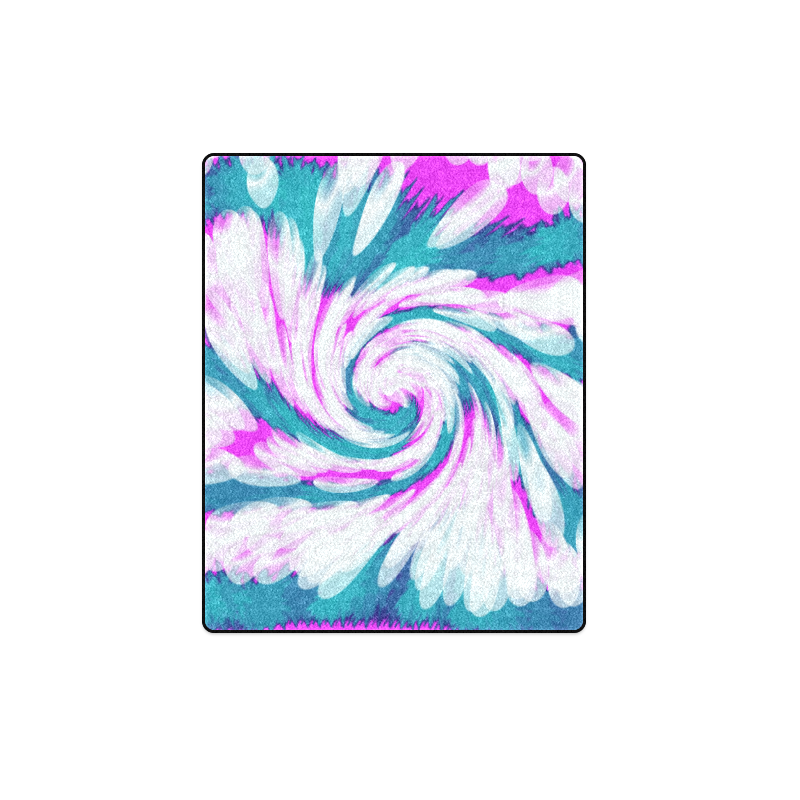 Turquoise Pink Tie Dye Swirl Abstract Blanket 40"x50"
