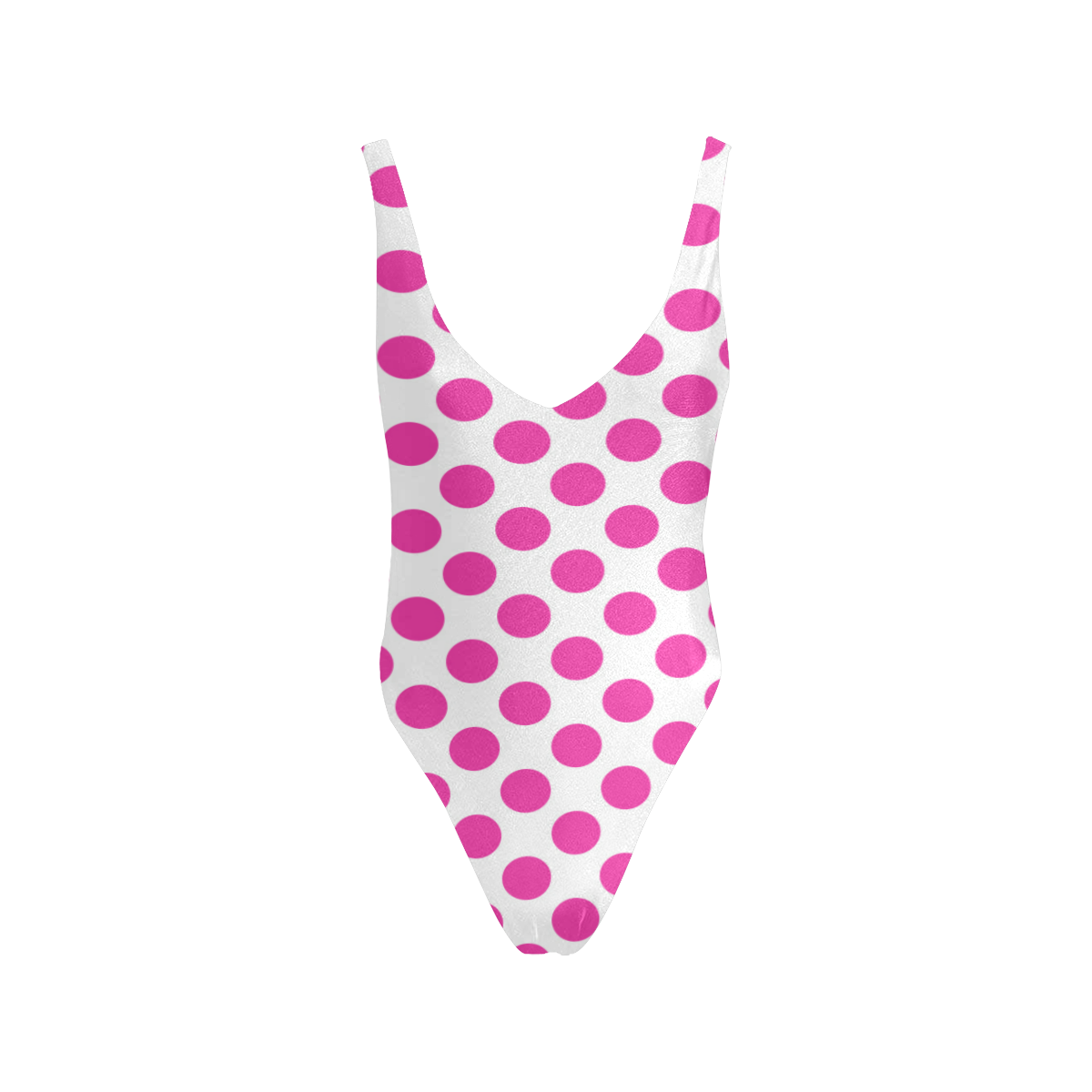 Pink Polka Dots on White Sexy Low Back One-Piece Swimsuit (Model S09)